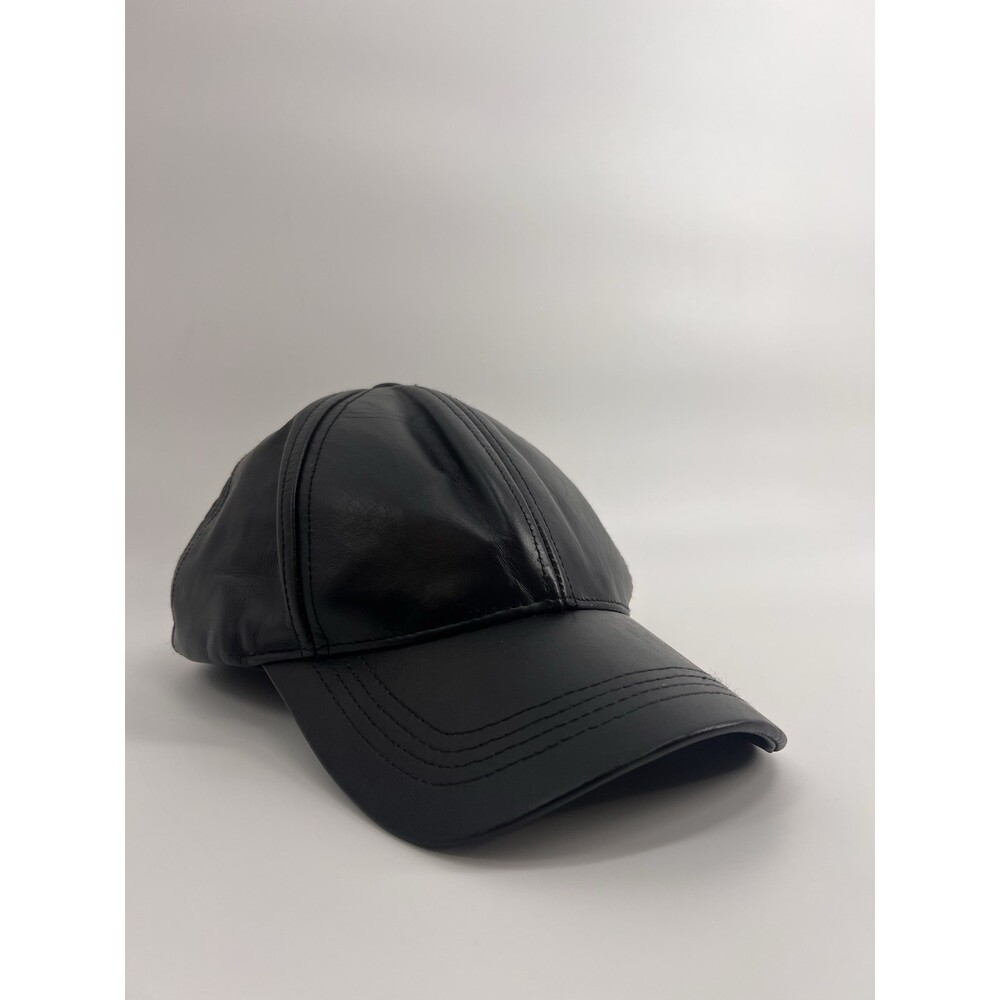 Emstate By Winner Caps Genuine Leather Made In USA Adjustable Baseball Black Hat